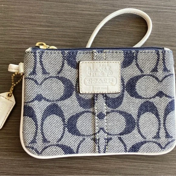 Coach Blue and White Wristlet - Picture 1 of 6